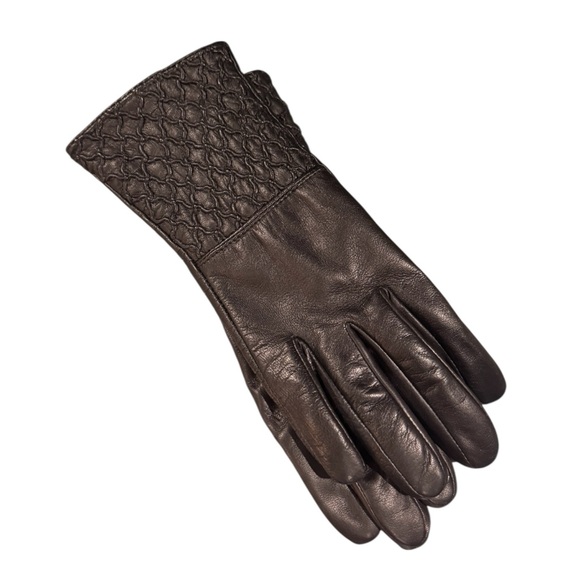 GH Black Leather Women’s Gloves M - Picture 4 of 8